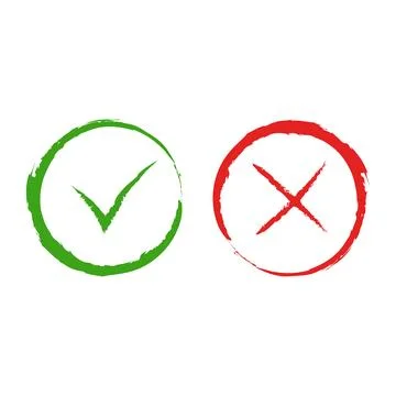 Vector green yes and red no checkmark signs Illustrazione stock