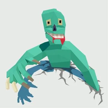 Vector green zombie. Low poly illustration for halloween. Stock Illustration