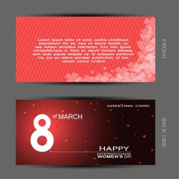 Vector greeting card with case set for Happy International Women's Day on the Stock Illustration