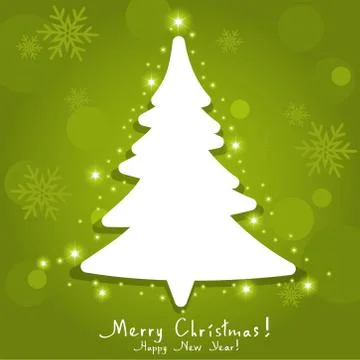 Vector greeting card with christmas tree 库存插图