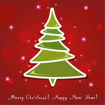Vector greeting card with christmas tree Stock Illustration
