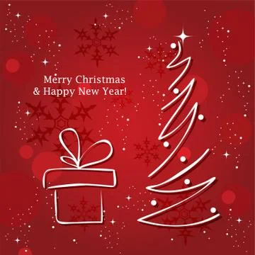 Vector greeting card with christmas tree Stock Illustration