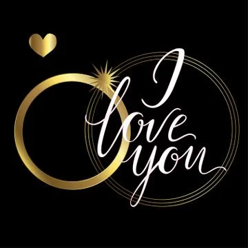 Vector greeting card. Composition with I LOVE YOU inscription Stock Illustration
