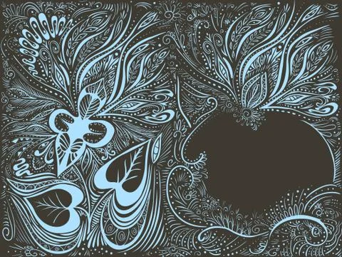 Vector greeting card doodle pattern with frame Illustrazione stock