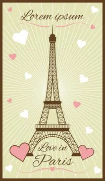 Vector greeting card with eiffel tower Stock-Illustration