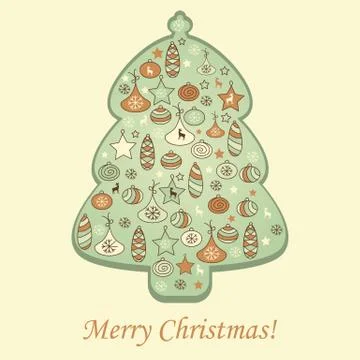 Vector  greeting card with fir tree Stock-Illustration