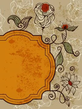 Vector greeting card with funky bizarre flowers Stock Illustration