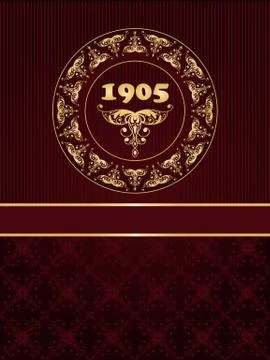 Vector greeting card with golden frame in vintge seamless pattern イラスト素材