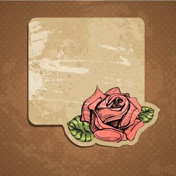 Vector greeting card with a hand drawn rose Stock Illustration