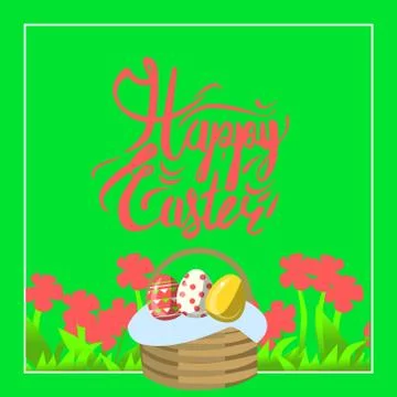 Vector greeting card for happy easter with hand lettering calligraphy and Stock Illustration