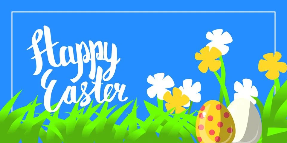 Vector greeting card for happy easter with hand lettering calligraphy and Stock Illustration