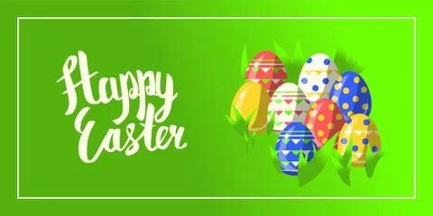 Vector greeting card for happy easter with hand lettering calligraphy and Stock Illustration