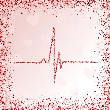 Vector greeting card with hearts. Red sparkle Ilustración de archivo