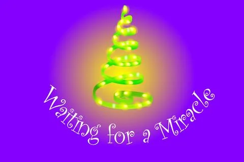 Vector greeting card with light christmas tree on the violet background Stock Illustration