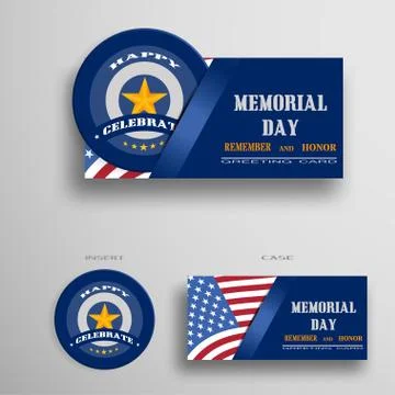 Vector greeting card for Memorial Day with usa flag, insert in the form of .. Stock Illustration