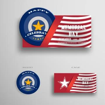 Vector greeting card for Memorial Day with usa flag, insert in the form of .. Stock Illustration