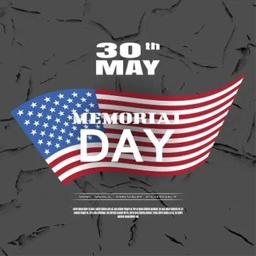 Vector greeting card to Memorial Day with white text and shadow on the dark.. Stock Illustration
