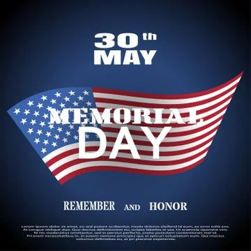 Vector greeting card to Memorial Day with white text and shadow on the dark.. Stock Illustration