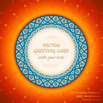 Vector greeting card with round frame for text Stock Illustration