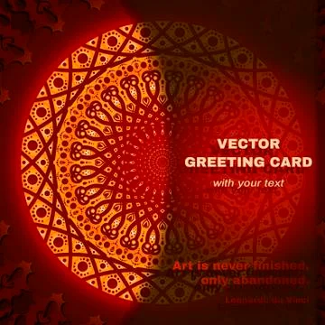 Vector greeting card with round pattern in red Stock Illustration