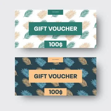 Vector greeting card template with exotic leaves of palm, small tropical twig Stock Illustration