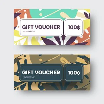 Vector greeting card template with large tropical leaves of palm trees, monst Stock Illustration