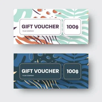 Vector greeting card template with tropical design, abstract linear elements  Stock Illustration