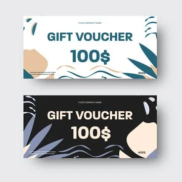 Vector greeting card template with tropical design, large abstract elements i Stock Illustration