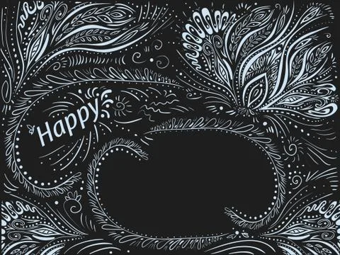 Vector greeting decorative elegant card on black background Stock Illustration