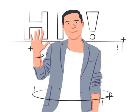 Vector greeting man in shadow of sharp lines style Stock Illustration