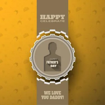 Vector greeting paper craft of Happy Father's Day with label of gear cut fr.. Stock Illustration