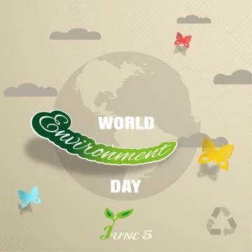Vector greeting paper craft of World Environment Day on the gradient brown .. Stock Illustration