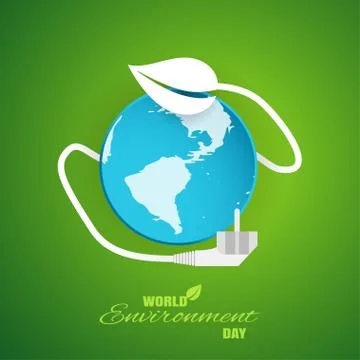 Vector greeting paper craft of World Environment Day on the gradient green .. Stock Illustration