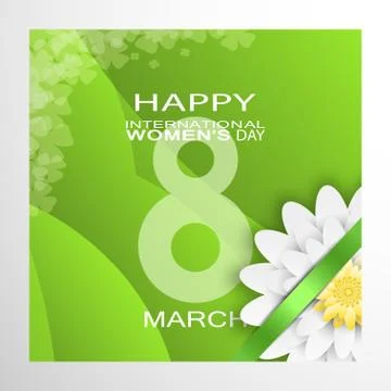 Vector greeting poster with green waves for 8 of March - International Women' Stock Illustration