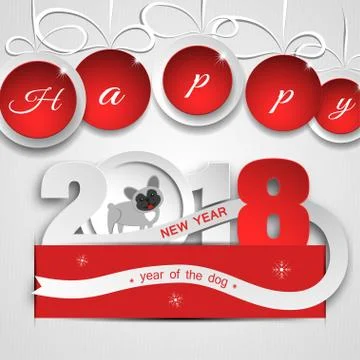 Vector greeting poster for Happy New Year with numbers and round label with d Stock Illustration