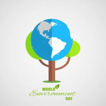 Vector greeting poster of World Environment Day on the gradient gray backgr.. Stock Illustration