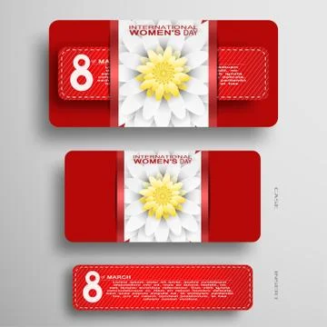 Vector greeting red case with flower at the center and red insert for 8 of Ma Stock Illustration