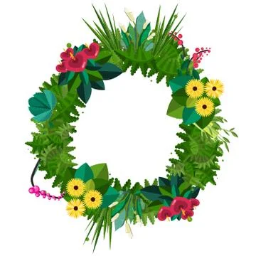 Vector greeting wreath made of plants and flowers Stock Illustration