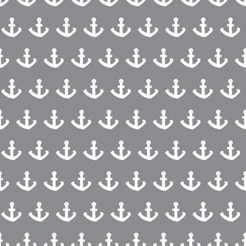 Vector grey anchor simple monochrome repeat pattern. Perfect for fabric, scra Stock Illustration