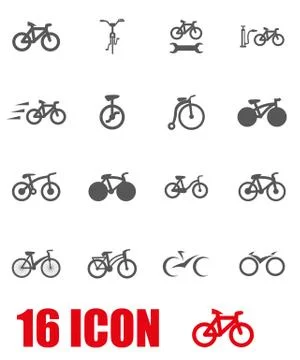 Vector grey bicycle icon set Stock Illustration