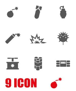 Vector grey bomb icon set 스톡 일러스트