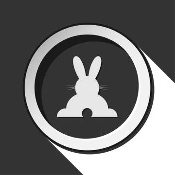Vector grey button with back Easter bunny Illustrazione stock