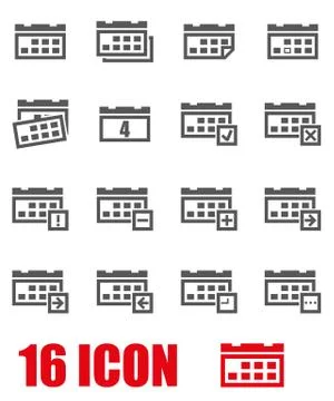 Vector grey calendar icon set Stock Illustration