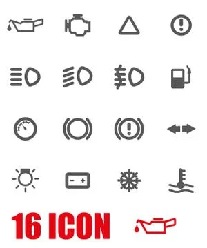 Vector grey car dashboard icon set Stock Illustration