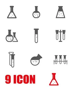 Vector grey chemistry icon set Stock Illustration