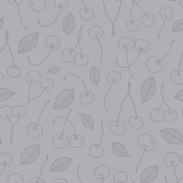 Vector grey cherry texture seamless pattern print background. Stock Illustration