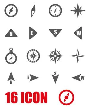Vector grey compass icon set Illustrazione stock