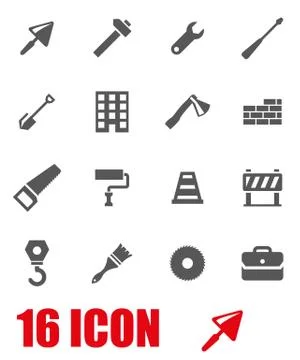 Vector grey construction icon set Stock Illustration