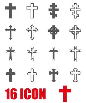 Vector grey crosses icon set Stock Illustration