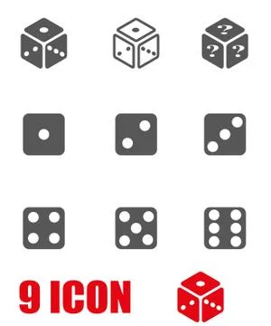 Vector grey dice icon set Stock Illustration